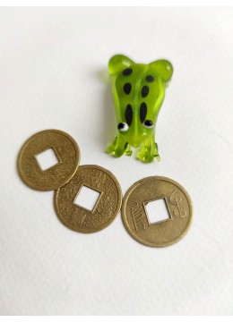 Фън Шуй комплект за пари- кристална жаба и фън шуй монети за привличане на пари